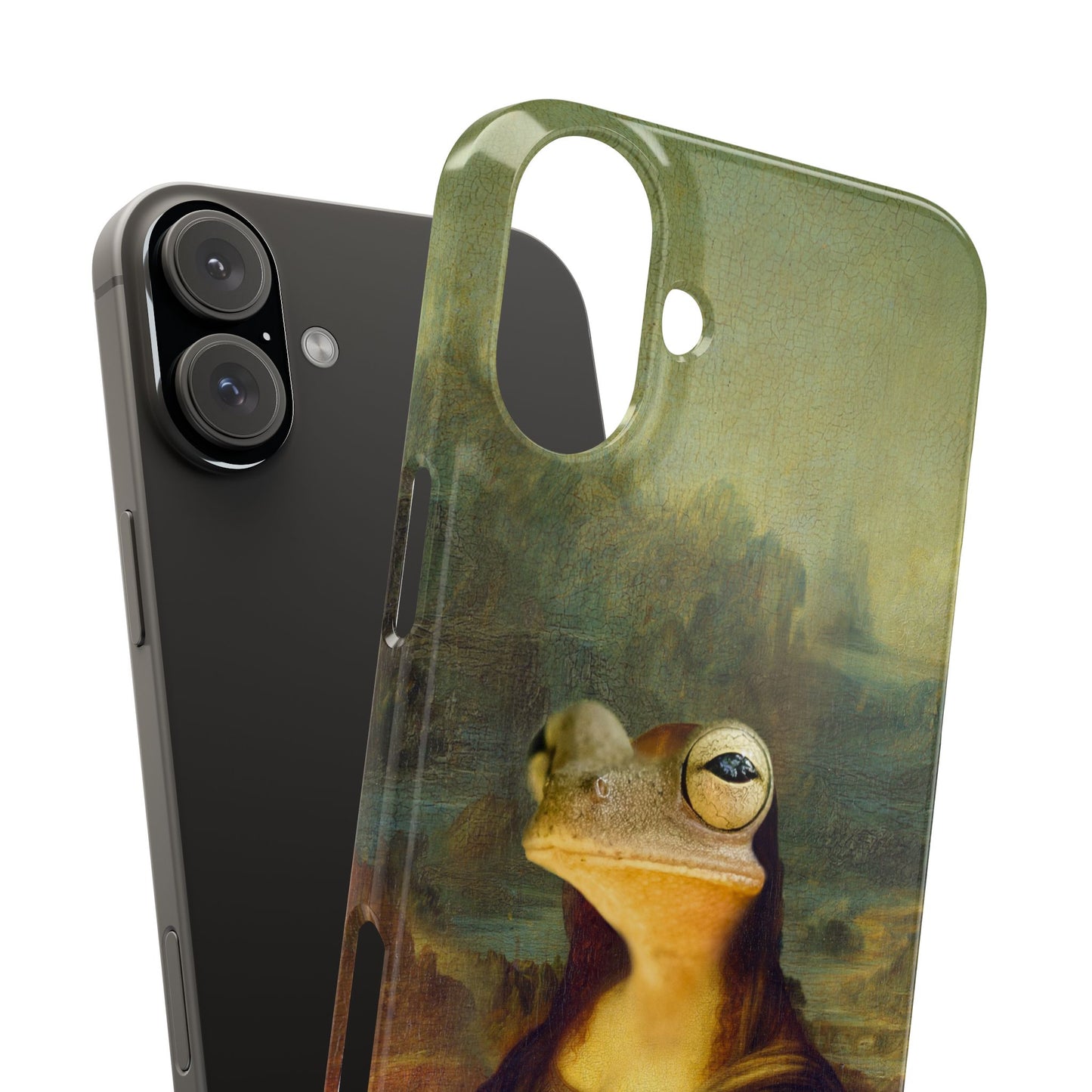 Froggy iPhone Case, Mona Lisa Parody, Wireless Charging - iPhone 16, 15, 14, 13 Pro/Max