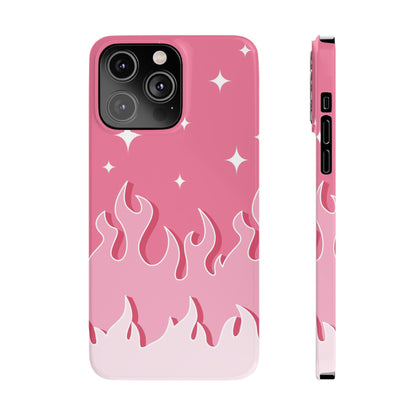 Pink Flame iPhone Case with Heart - Feminine Design for Women. For iphone 13, iphone 14 and iphone 15 pro and max