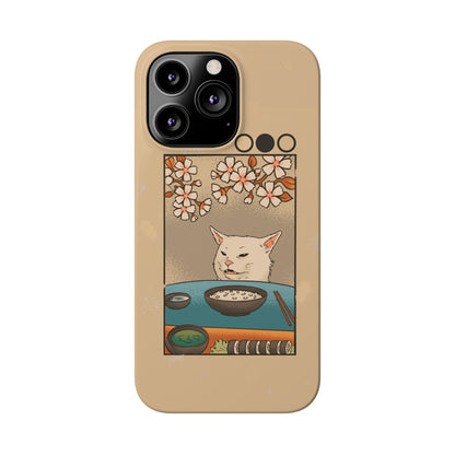 Whimsical Cat and Sushi iPhone Case – Meme-Inspired