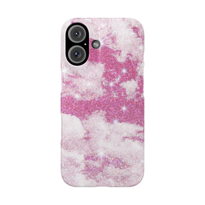 Pink Glitter Sky Phone Case - Sparkling Cloud Design for iPhone