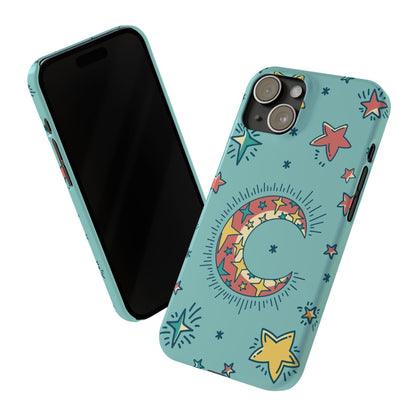 Celestial Fantasy Magic: Moon and Stars iPhone 16, 15, 14, and 13 Pink Color Stroke Case