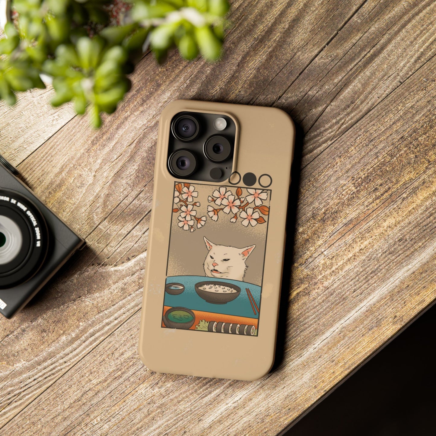 Whimsical Cat and Sushi iPhone Case – Meme-Inspired