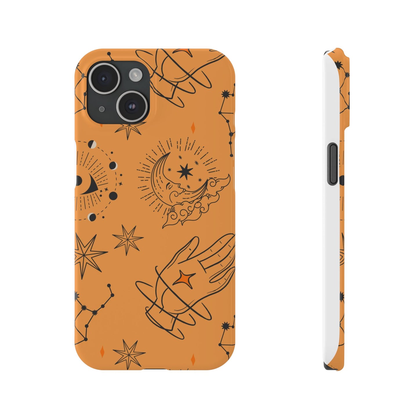 Orange Mystical Astrology iPhone 16, 15, 14, 13 Case - Ideal Gift for Astrology Enthusiasts - Celestial Artistry - Fits iPhone 15 Pro and Max