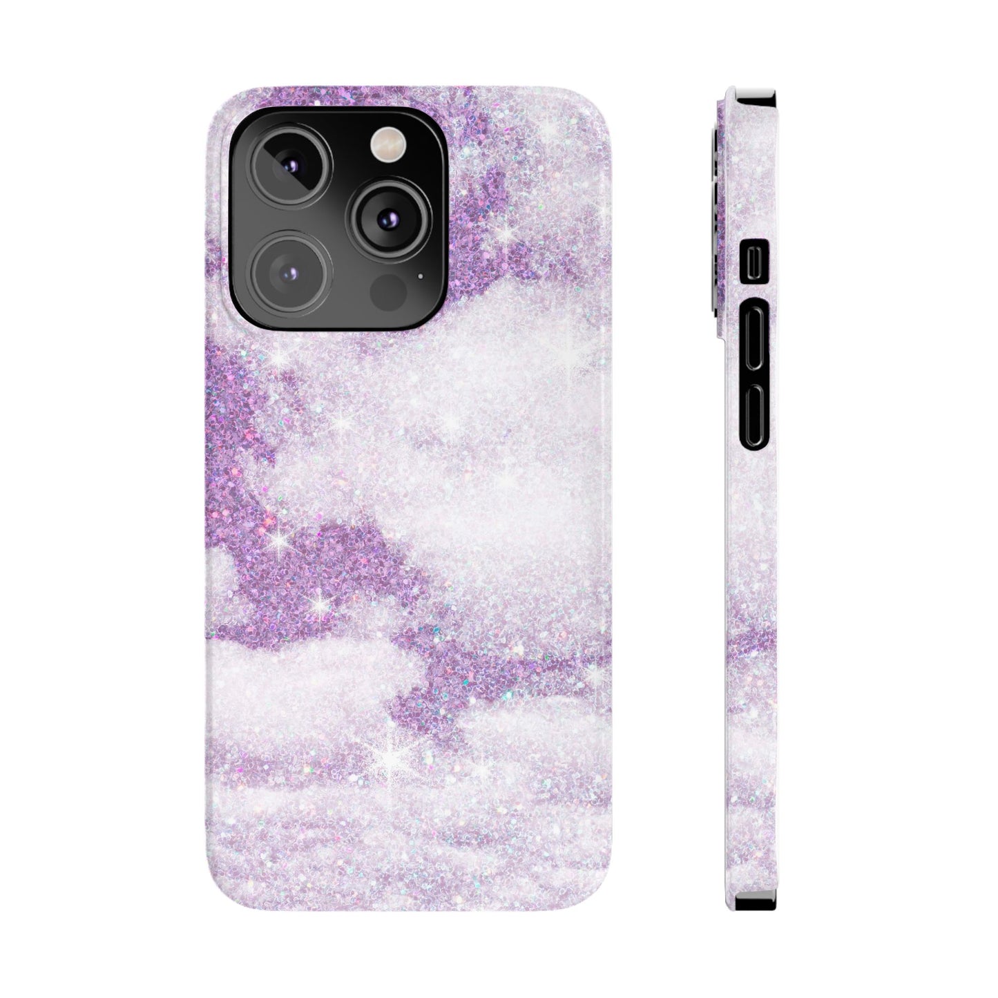 Purple Dreamy Clouds Phone Case - Mystical Glitter Protection for iPhone