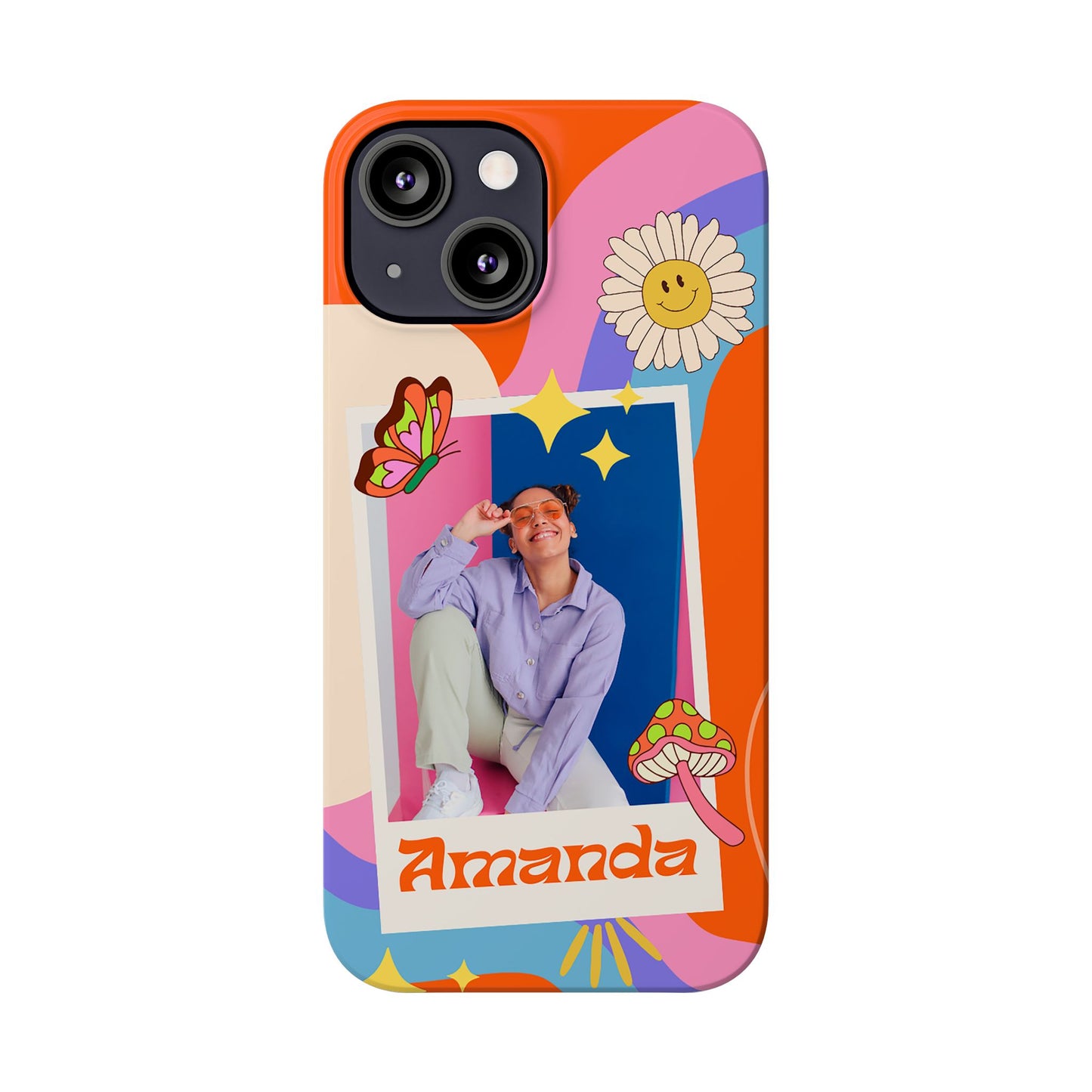 Custom photo and name Retro Groovy