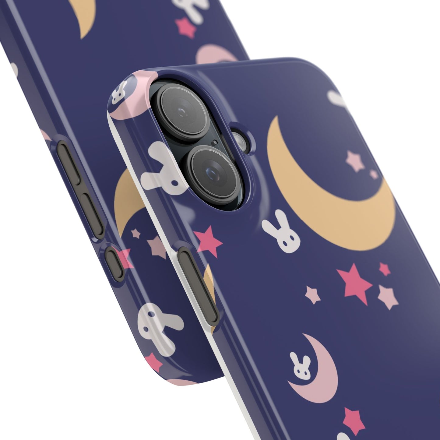 Adorable Bunnies with Moons Background iPhone Case - Ideal for Kids and Rabbit Lovers - For iphone 15 cases, iphone 14 and iphone 13 pro/max