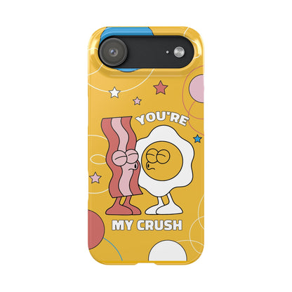 fried egg and bacon couple in retro cartoon style. - casetinger