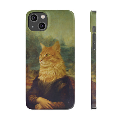 Kitty-Inspired iPhone Case, Mona Lisa Art, Wireless Charging Compatible - iPhone 16 15, 14, 13 Pro/Max