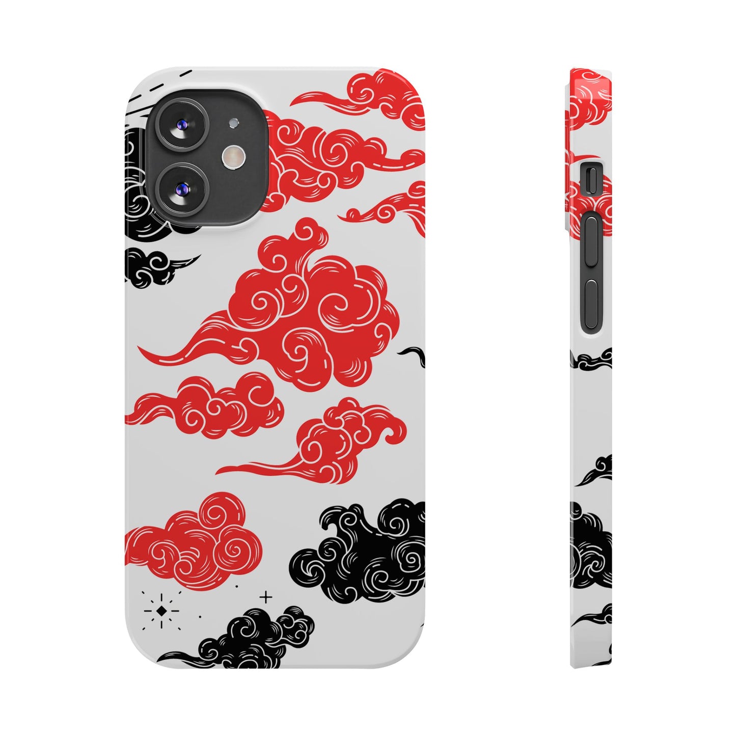 Red & Black Japanese Otaku Cloud iPhone Case - Stylish & Protective Cover