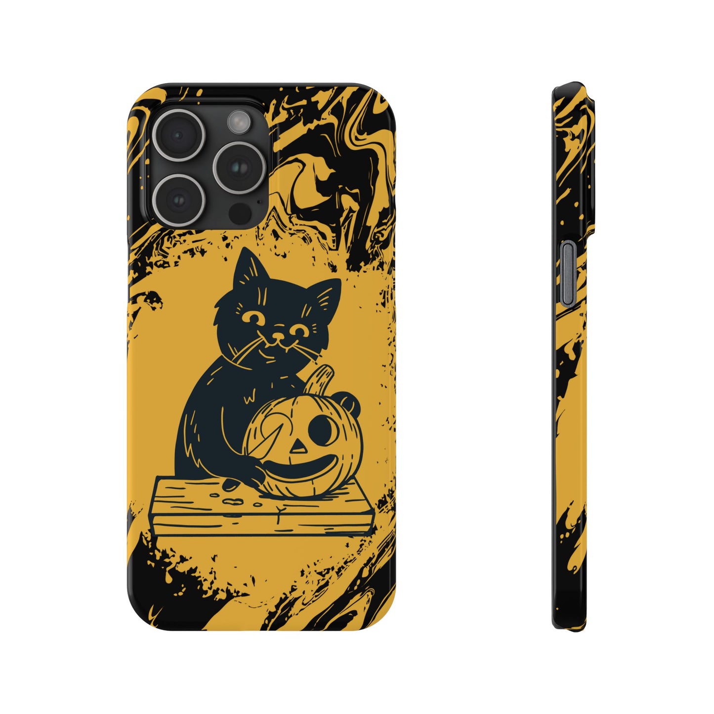 iPhone Case Halloween Edition: Kitty Carving Pumpkin. Iphone 16, 15 case, iphone 14 case, iphone 13 case. Pro, max and mini