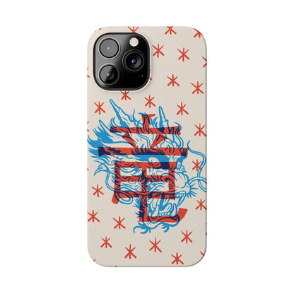 Geek iPhone case with dragon design and Asian art duotone style. Iphone 15 case, iphone 14 and iphone 13 pro and max