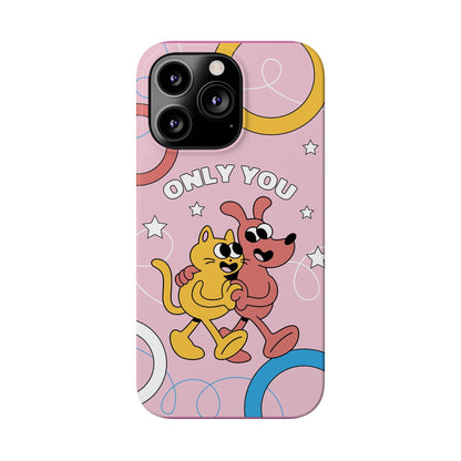 Dog and cat couple in retro cartoon style.