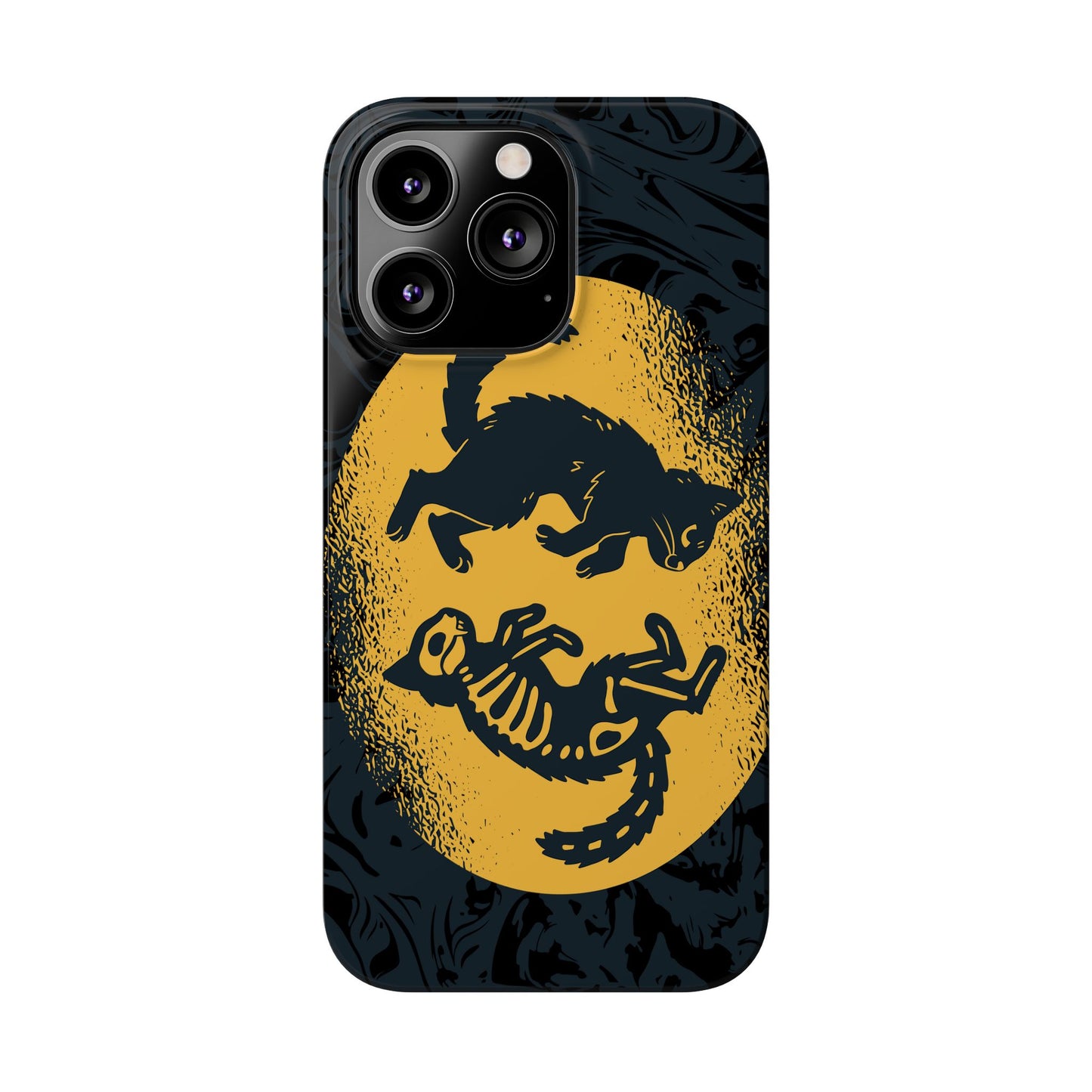 iPhone 16 case Halloween Edition Kitten: Duel between Life and Death in Two Phases Skull. Pro, max and mini