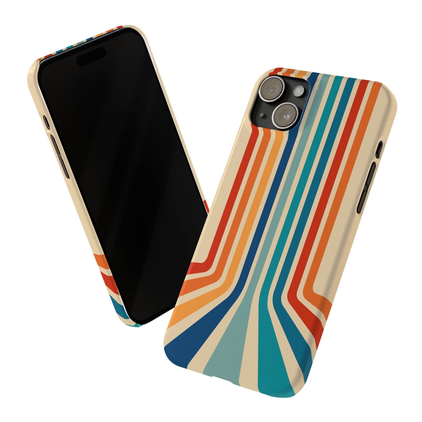 Retro iPhone case with abstract stripes on the horizon - Timeless Design for Summer - For iPhone 13, iPhone 14 and iPhone 15 pro and max.