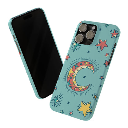 Celestial Fantasy Magic: Moon and Stars iPhone 16, 15, 14, and 13 Pink Color Stroke Case