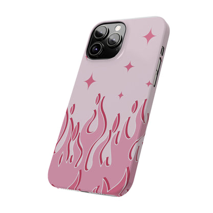 Pink Flame iPhone Case with Heart - Feminine Design for Women. For iphone 13, iphone 14 and iphone 15 pro and max