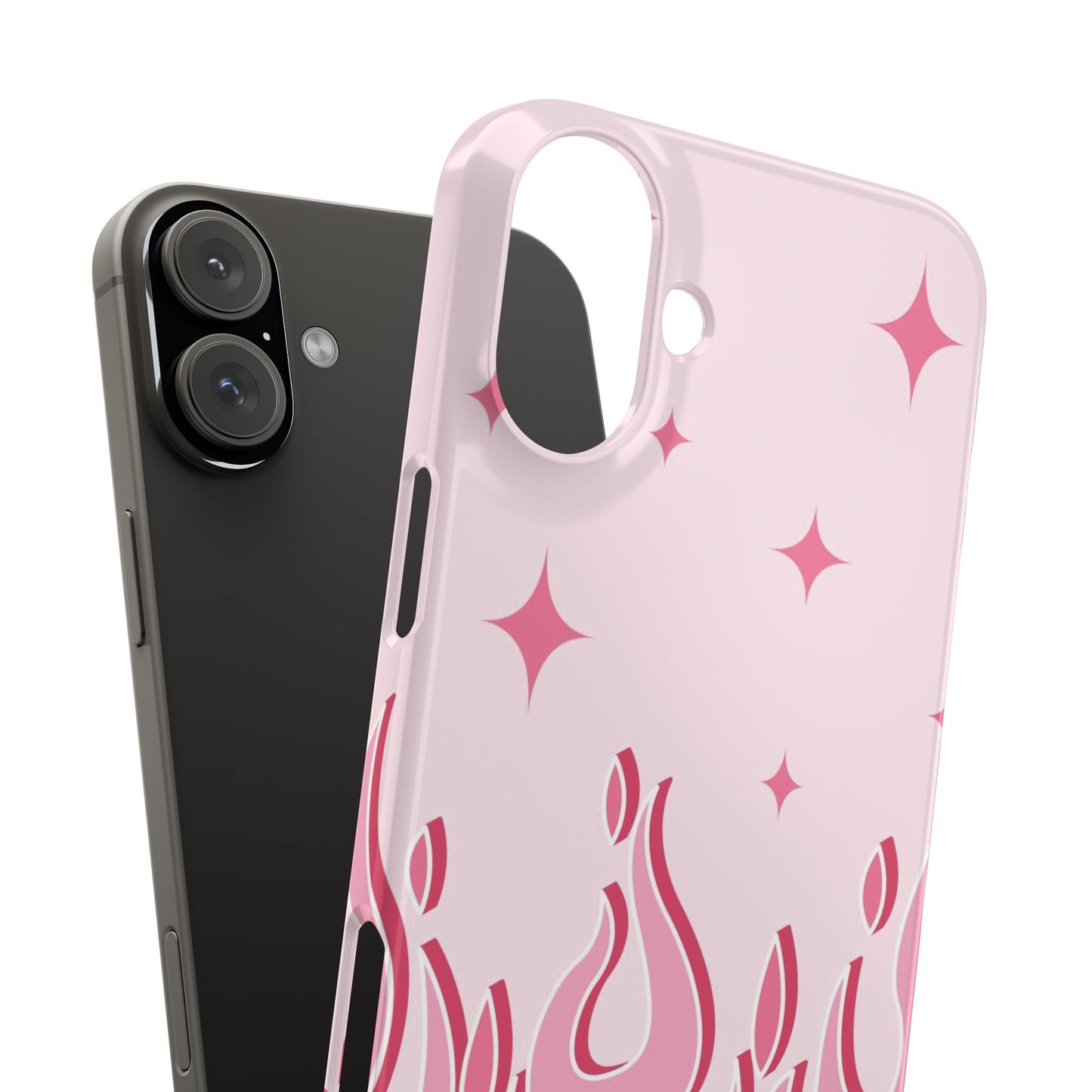 Pink Flame iPhone Case with Heart - Feminine Design for Women. For iphone 13, iphone 14 and iphone 15 pro and max