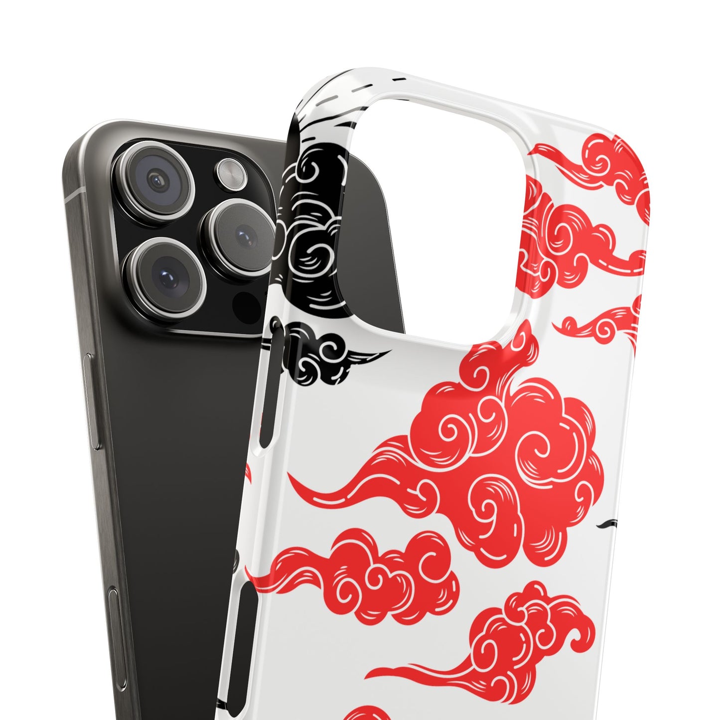 Red & Black Japanese Otaku Cloud iPhone Case - Stylish & Protective Cover