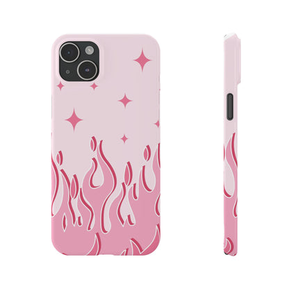 Pink Flame iPhone Case with Heart - Feminine Design for Women. For iphone 13, iphone 14 and iphone 15 pro and max