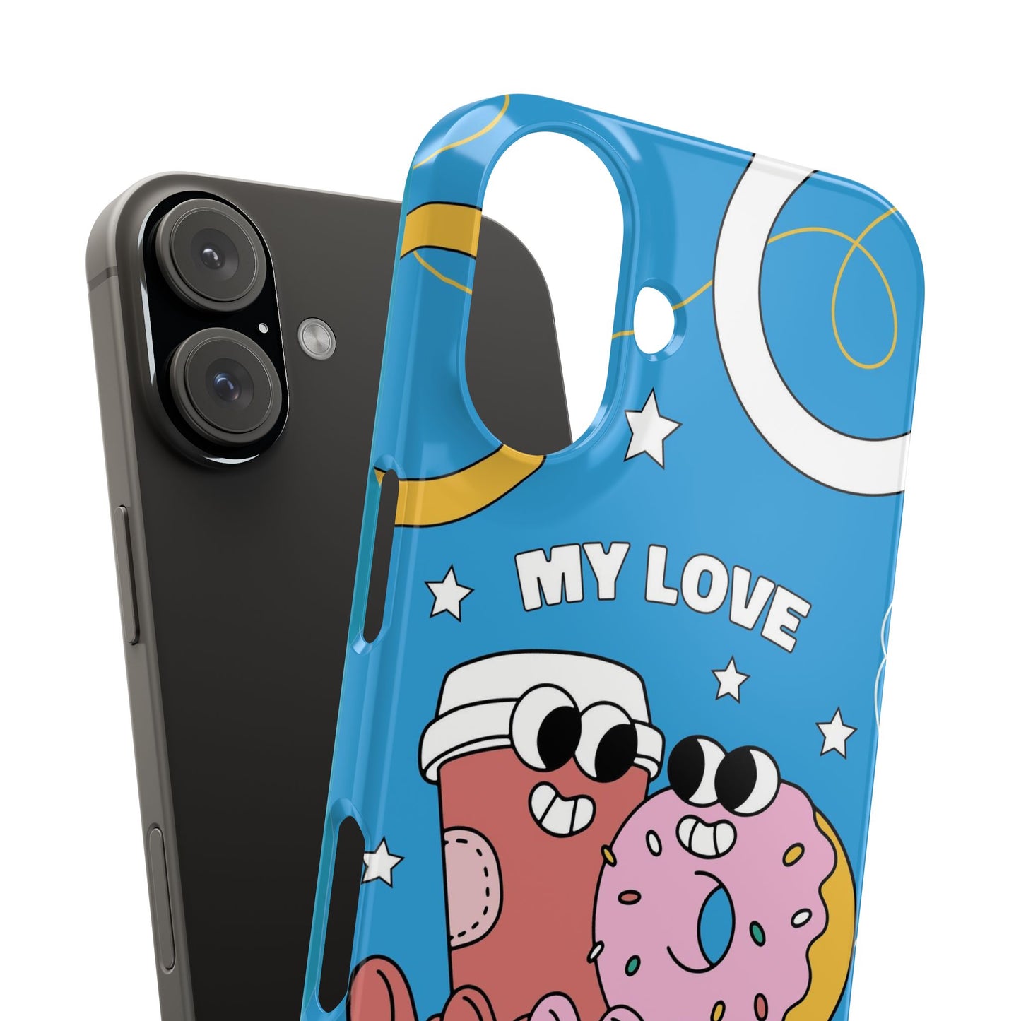 Fast food couple in retro cartoon style.