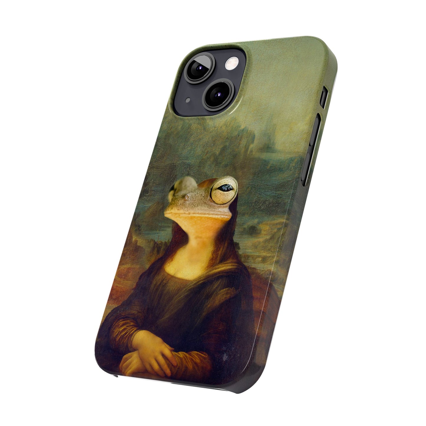 Froggy iPhone Case, Mona Lisa Parody, Wireless Charging - iPhone 16, 15, 14, 13 Pro/Max