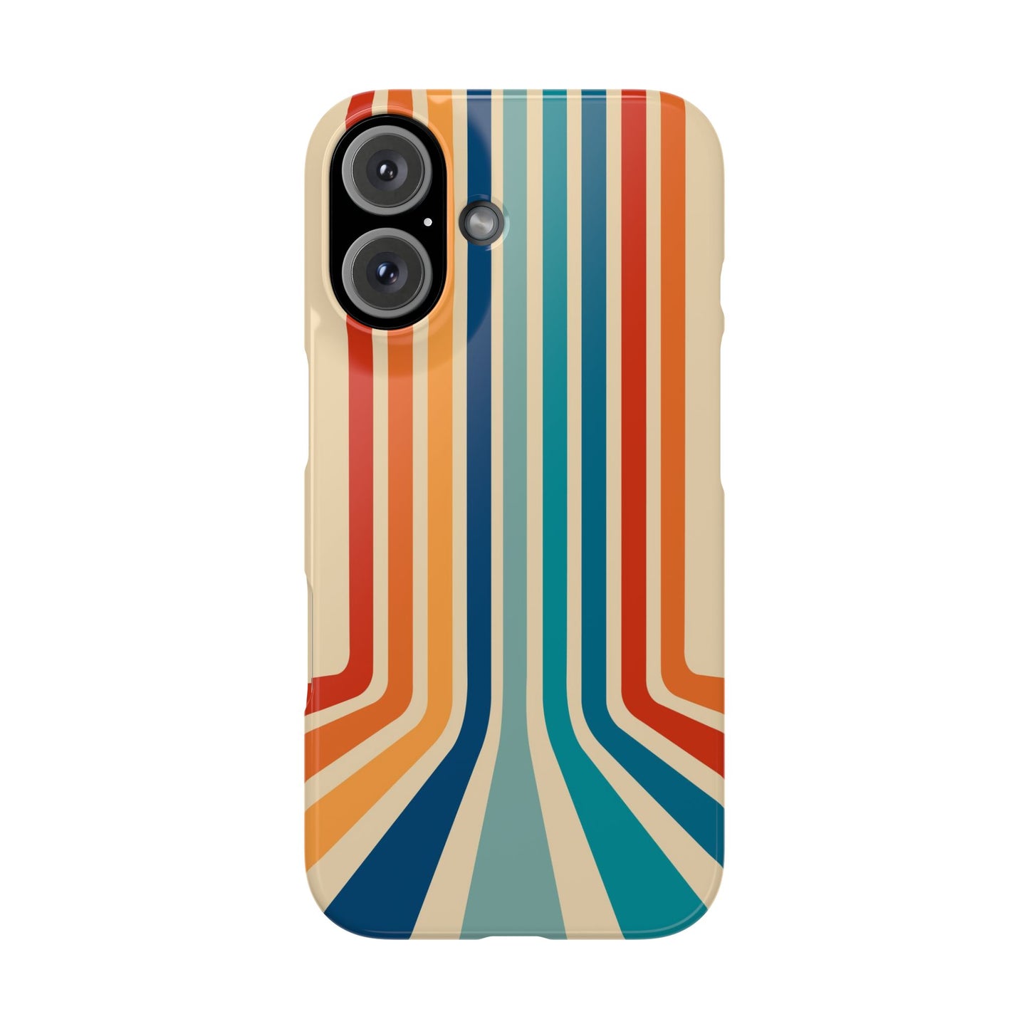 Retro iPhone case with abstract stripes on the horizon - Timeless Design for Summer - For iPhone 13, iPhone 14 and iPhone 15 pro and max.