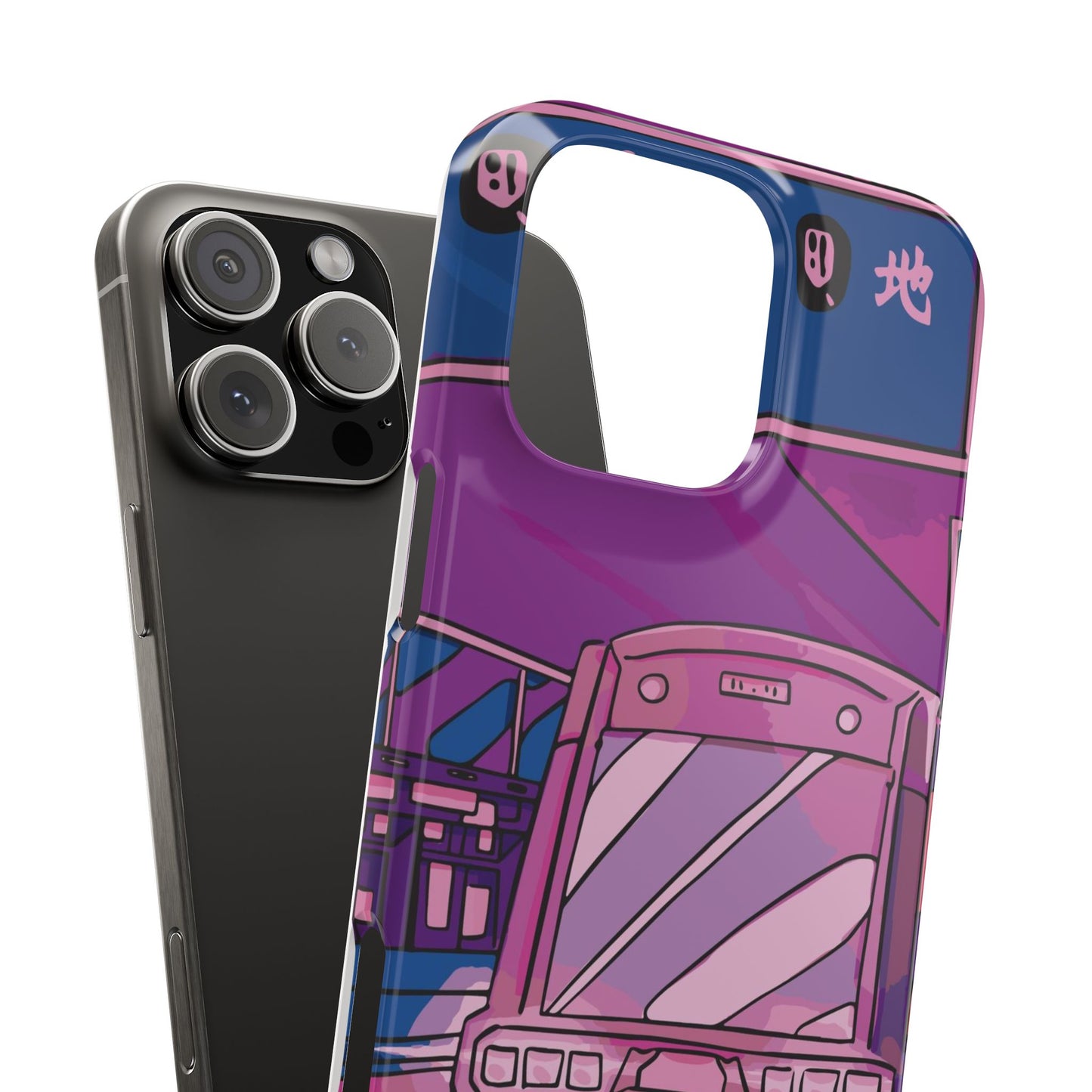 iPhone case with Japanese Vaporwave cityscape for iPhone 16, 15, 14 and 13. Neon Asian style