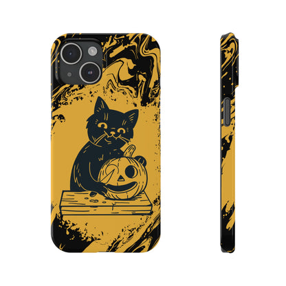 iPhone Case Halloween Edition: Kitty Carving Pumpkin. Iphone 16, 15 case, iphone 14 case, iphone 13 case. Pro, max and mini