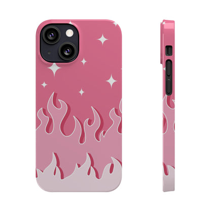 Pink Flame iPhone Case with Heart - Feminine Design for Women. For iphone 13, iphone 14 and iphone 15 pro and max