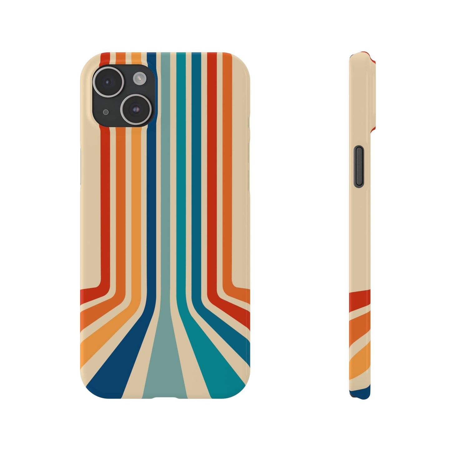 Retro iPhone case with abstract stripes on the horizon - Timeless Design for Summer - For iPhone 13, iPhone 14 and iPhone 15 pro and max.