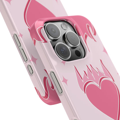 Pink iPhone 15 Case with Heart on Fire - Modern and Feminine Design - For iphone 13, iphone 14 and iphone 15 pro and max