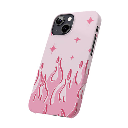 Pink Flame iPhone Case with Heart - Feminine Design for Women. For iphone 13, iphone 14 and iphone 15 pro and max