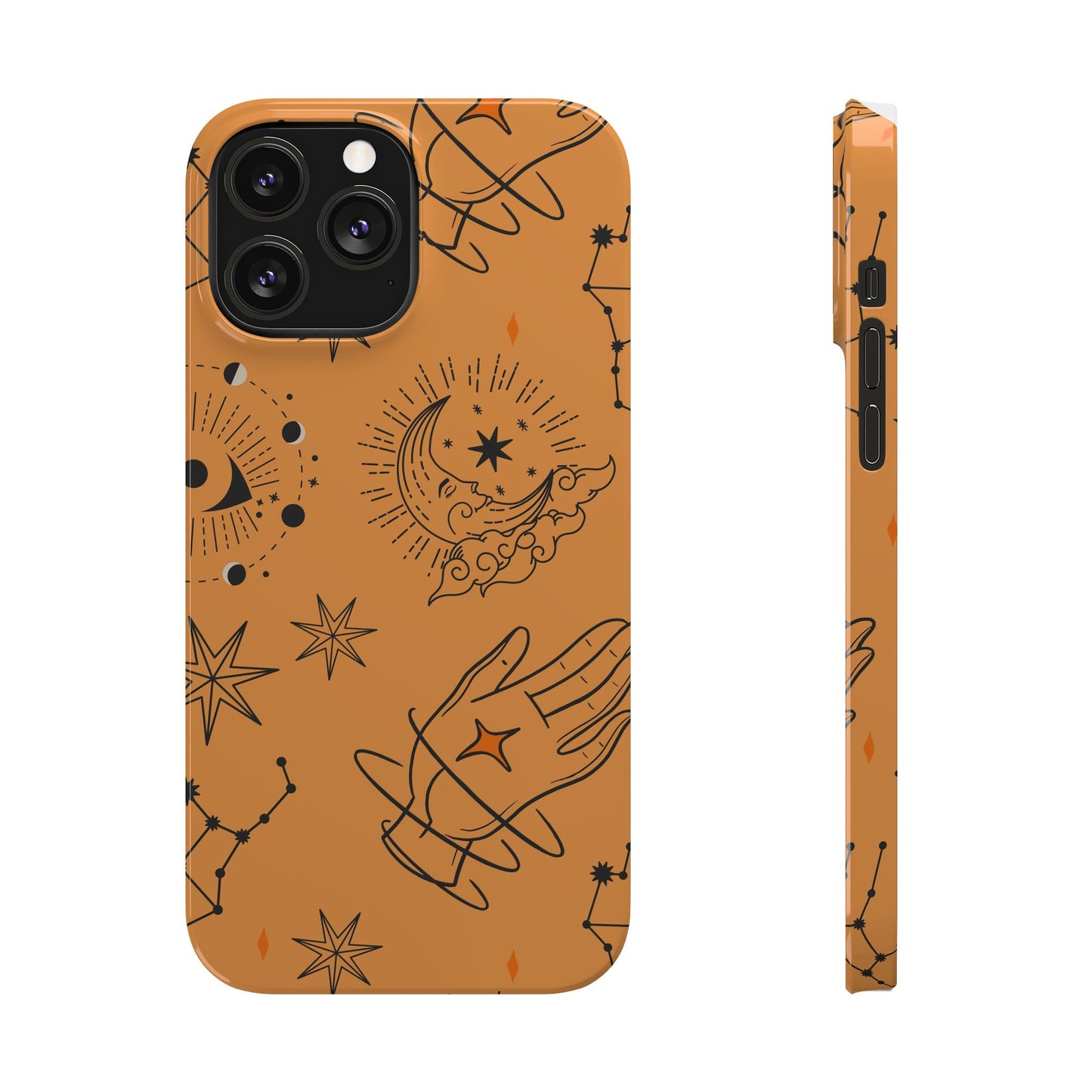 Orange Mystical Astrology iPhone 16, 15, 14, 13 Case - Ideal Gift for Astrology Enthusiasts - Celestial Artistry - Fits iPhone 15 Pro and Max