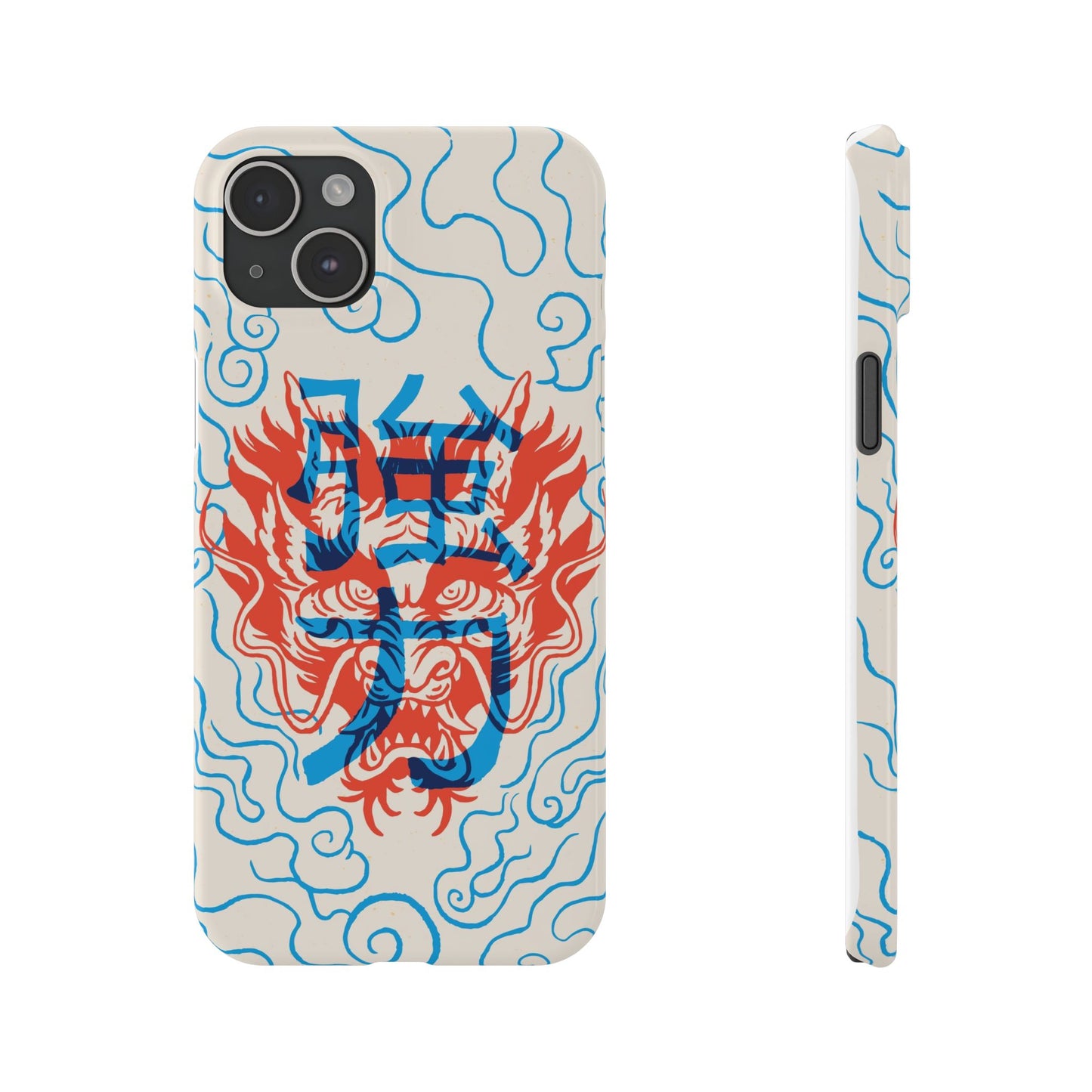 Geek iphone case with asian art duotone style. Case for iphone 15, iphone 14 and iphone 13 pro and max.