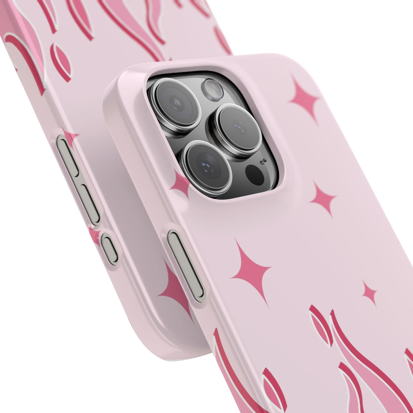 Pink Flame iPhone Case with Heart - Feminine Design for Women. For iphone 13, iphone 14 and iphone 15 pro and max