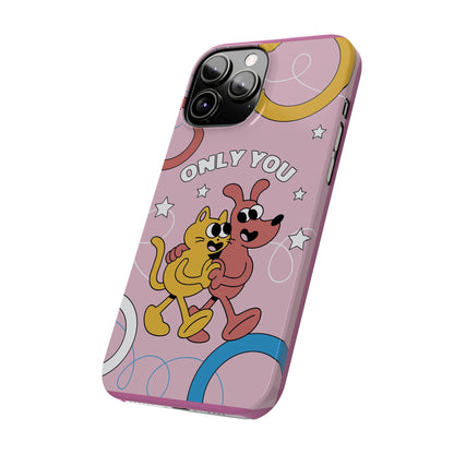 Dog and cat couple in retro cartoon style.