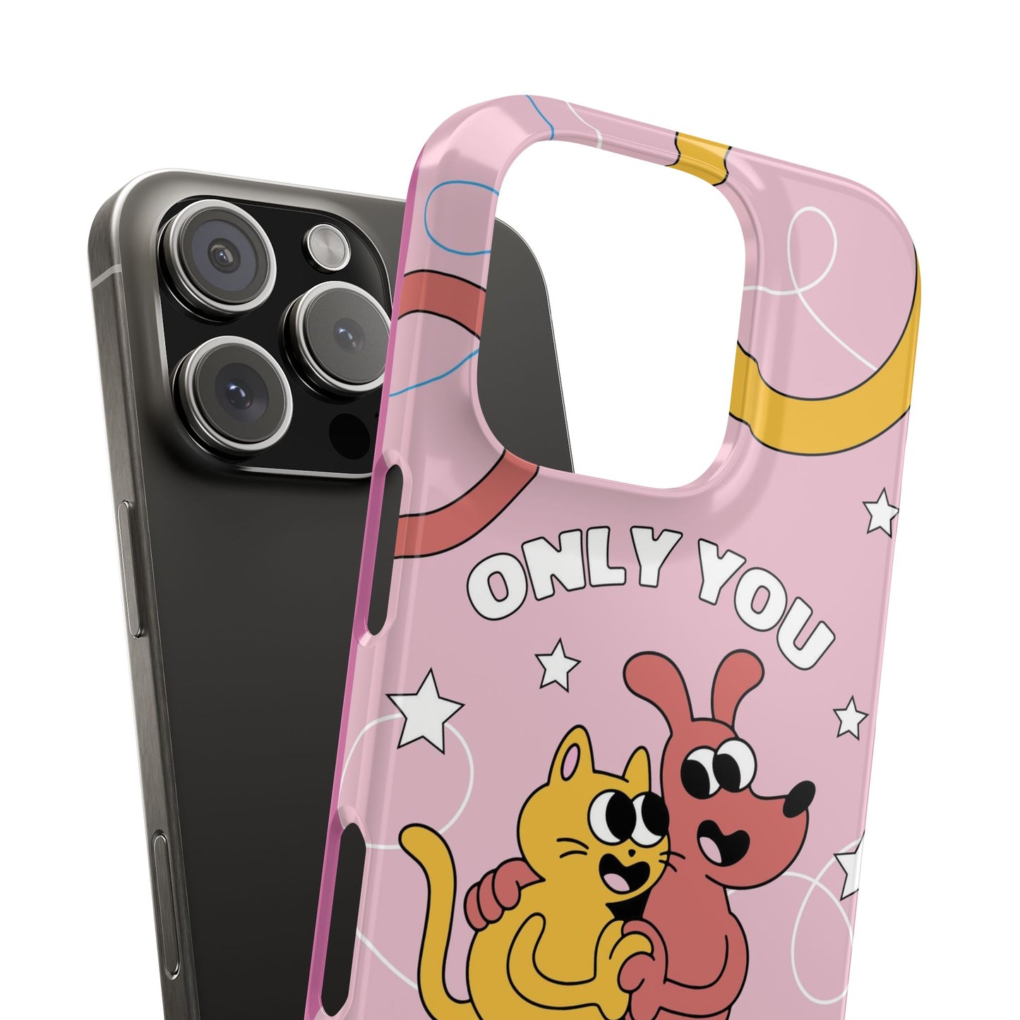 Dog and cat couple in retro cartoon style.