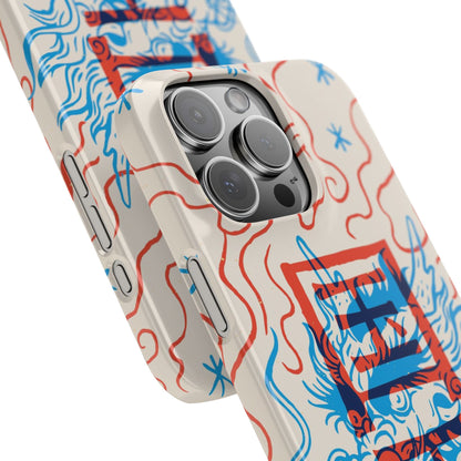 Geek case with dragon design and Asian art duotone style