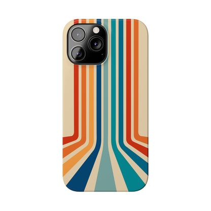 Retro iPhone case with abstract stripes on the horizon - Timeless Design for Summer - For iPhone 13, iPhone 14 and iPhone 15 pro and max.