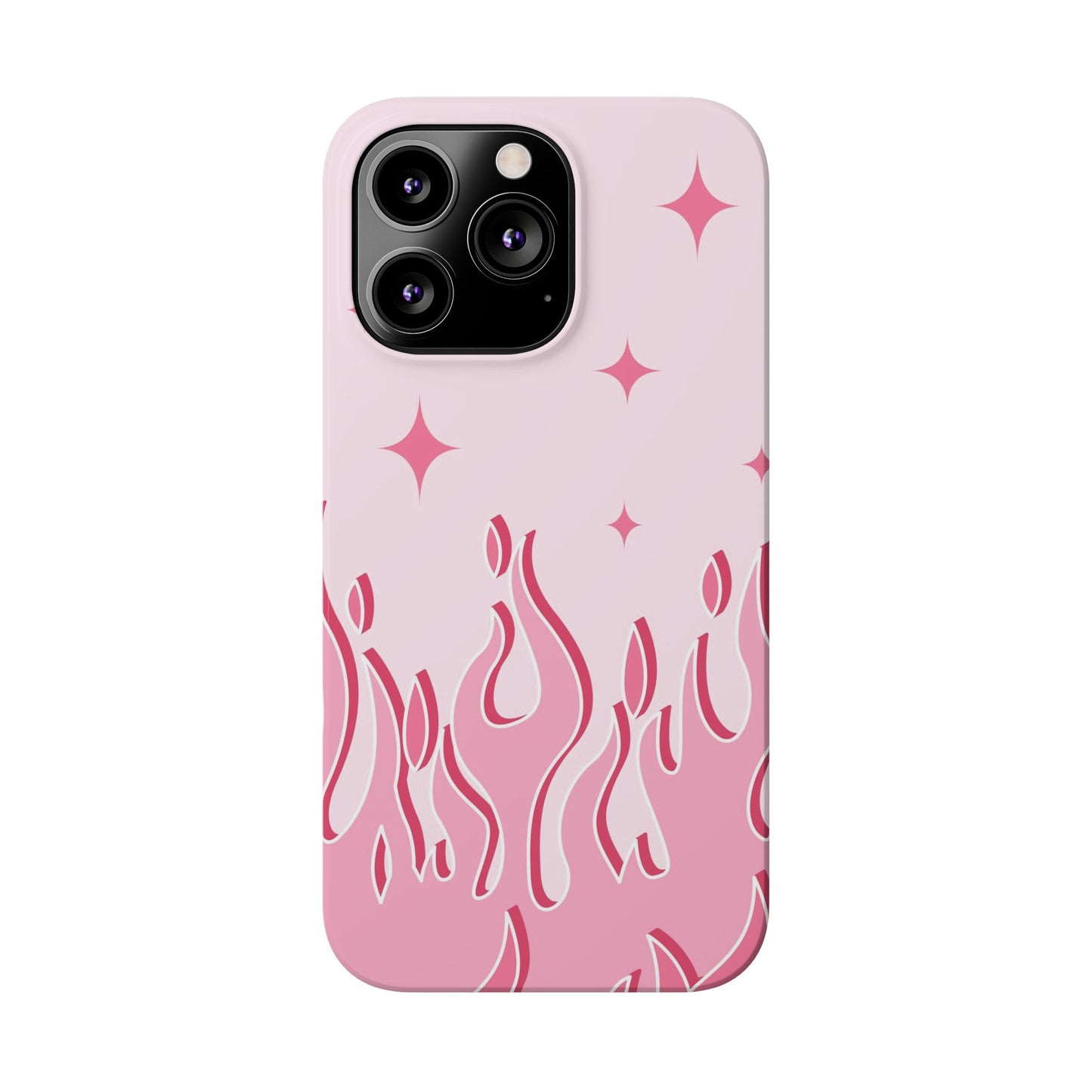 Pink Flame iPhone Case with Heart - Feminine Design for Women. For iphone 13, iphone 14 and iphone 15 pro and max