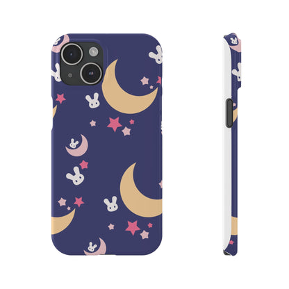 Adorable Bunnies with Moons Background iPhone Case - Ideal for Kids and Rabbit Lovers - For iphone 15 cases, iphone 14 and iphone 13 pro/max