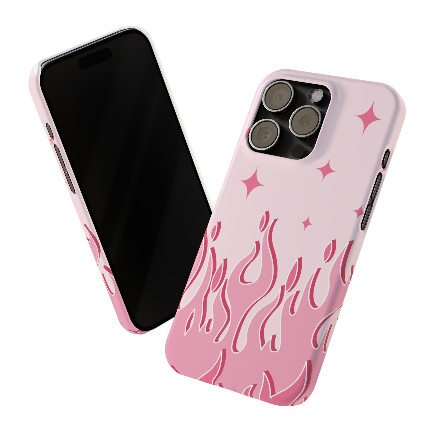 Pink Flame iPhone Case with Heart - Feminine Design for Women. For iphone 13, iphone 14 and iphone 15 pro and max