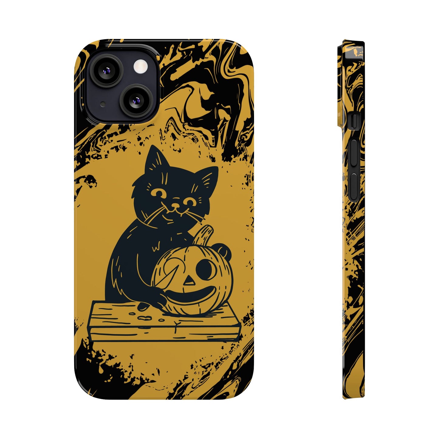 iPhone Case Halloween Edition: Kitty Carving Pumpkin. Iphone 16, 15 case, iphone 14 case, iphone 13 case. Pro, max and mini