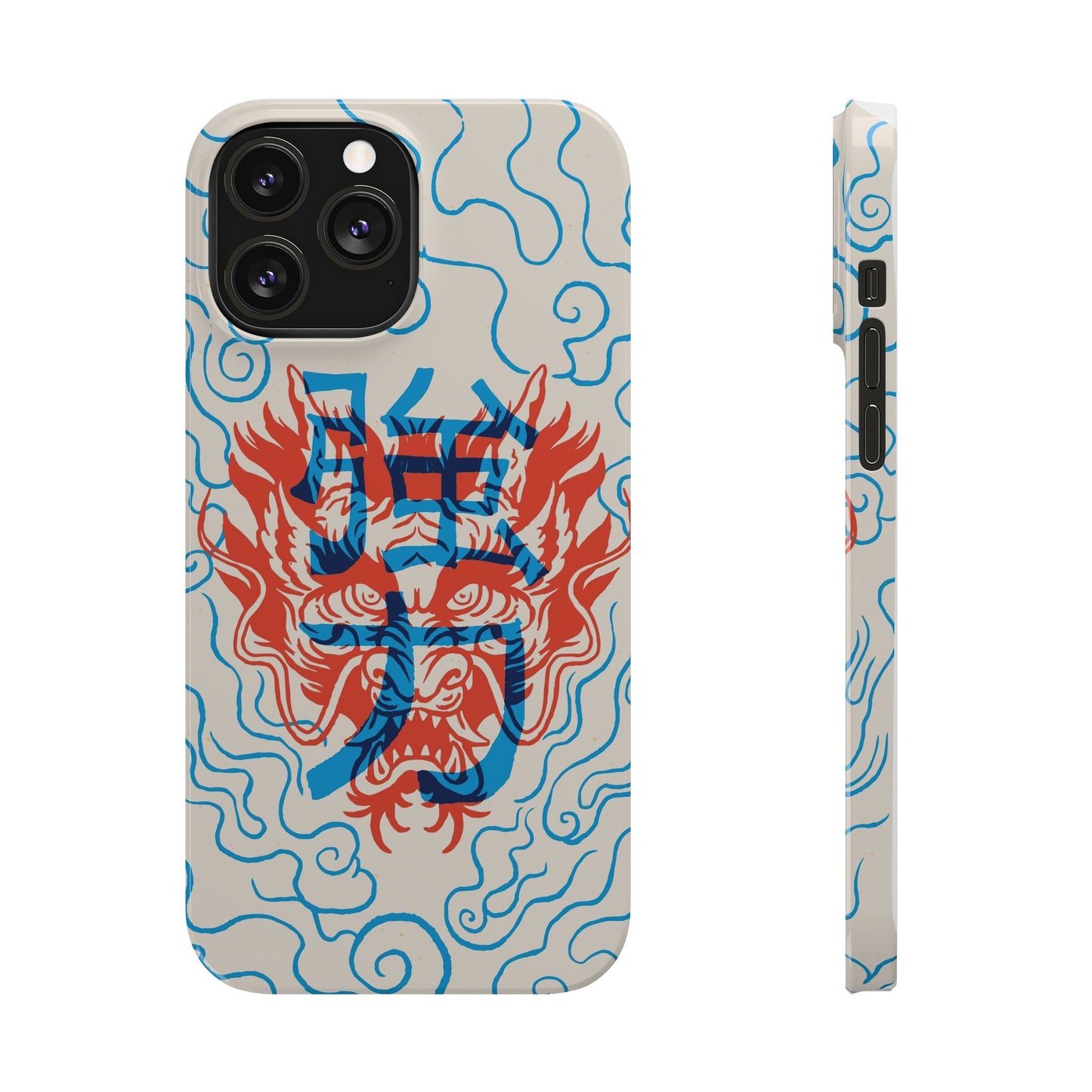 Geek iphone case with asian art duotone style. Case for iphone 15, iphone 14 and iphone 13 pro and max.