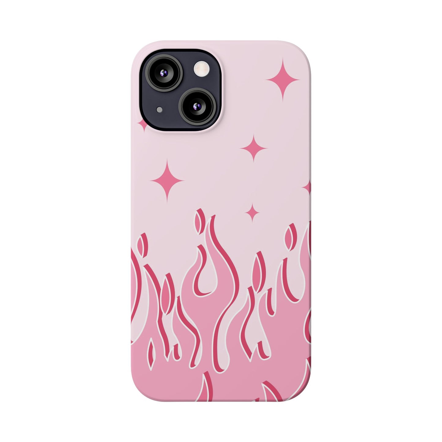 Pink Flame iPhone Case with Heart - Feminine Design for Women. For iphone 13, iphone 14 and iphone 15 pro and max