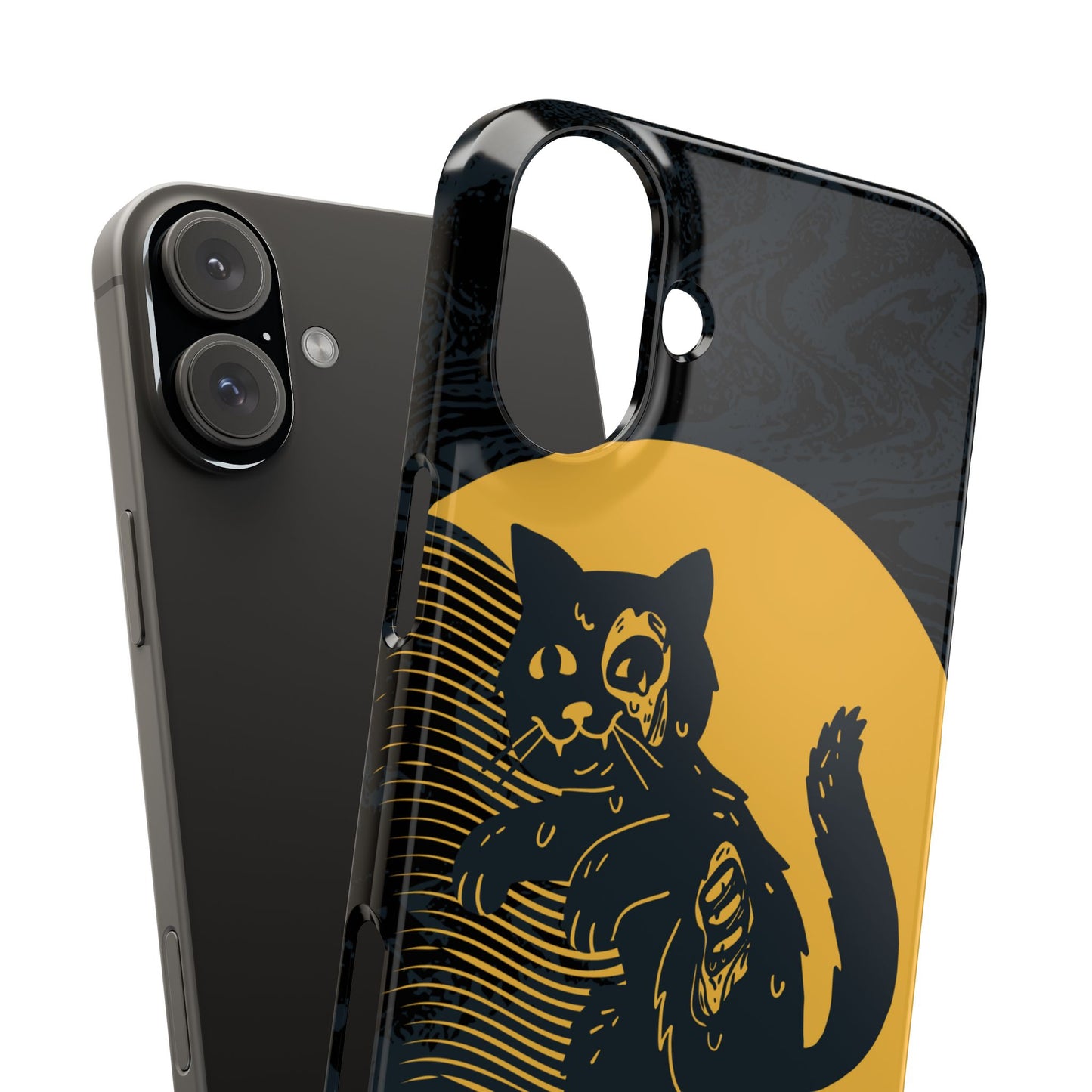 Case iPhone Halloween Edition: Kitten Possessed Zombie. Iphone 16, 15 case, iphone 14 case, iphone 13 case. Pro, max and mini