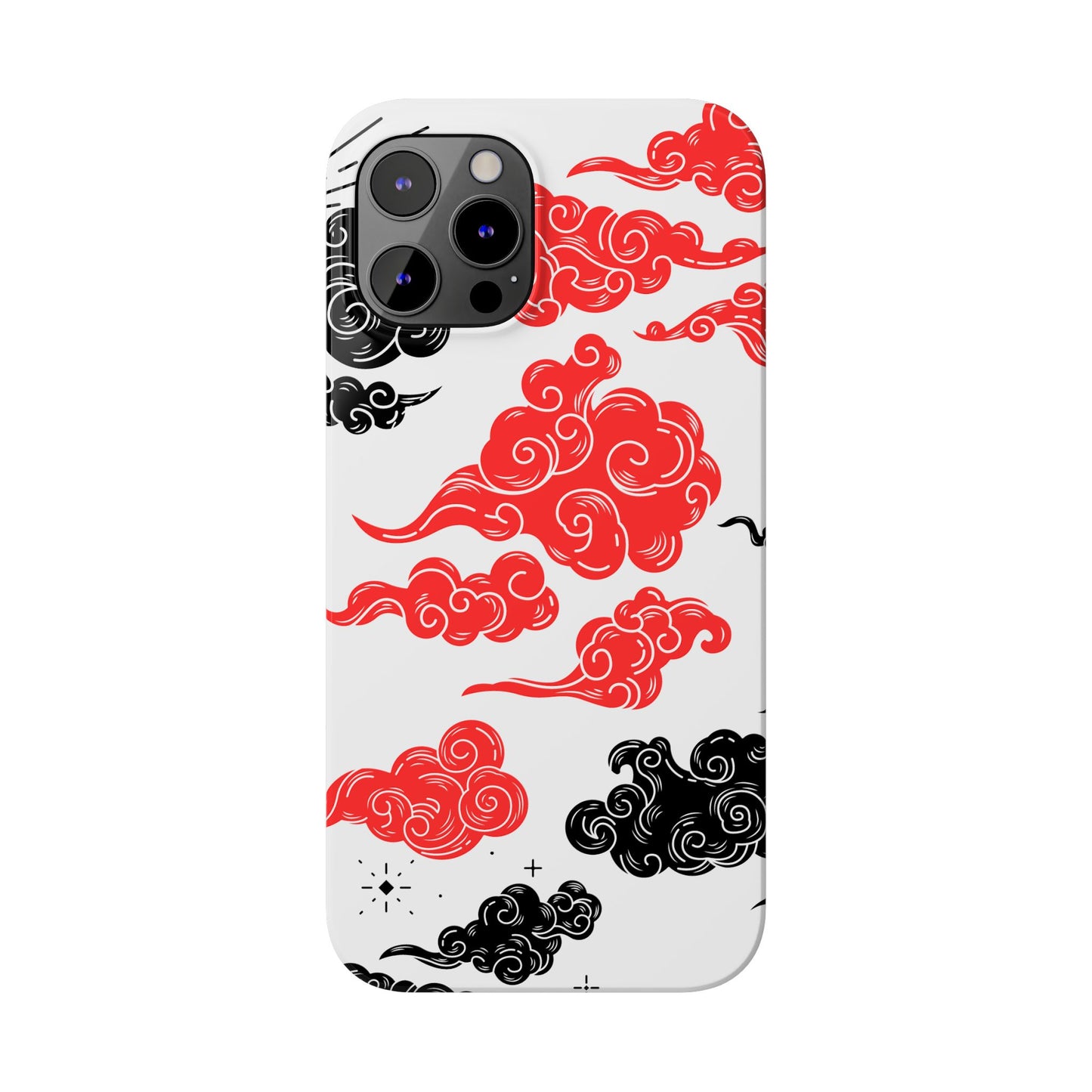 Red & Black Japanese Otaku Cloud iPhone Case - Stylish & Protective Cover