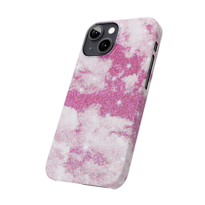 Pink Glitter Sky Phone Case - Sparkling Cloud Design for iPhone