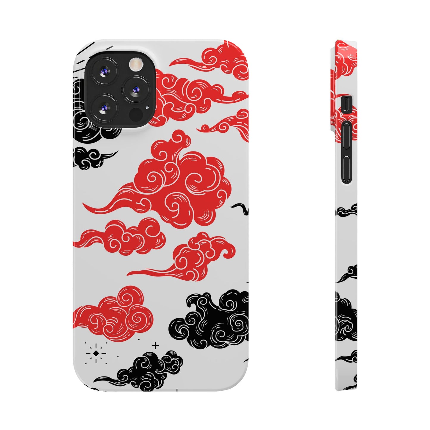 Red & Black Japanese Otaku Cloud iPhone Case - Stylish & Protective Cover