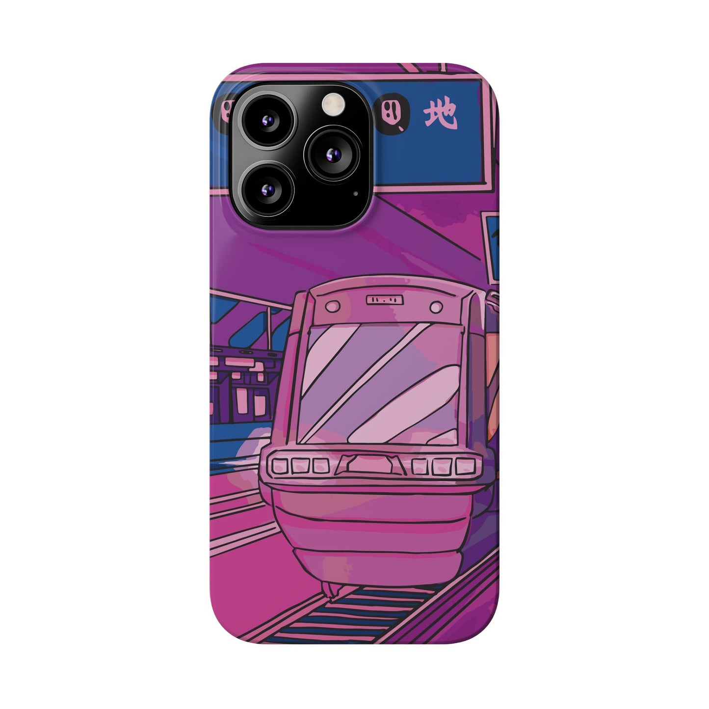 iPhone case with Japanese Vaporwave cityscape for iPhone 16, 15, 14 and 13. Neon Asian style